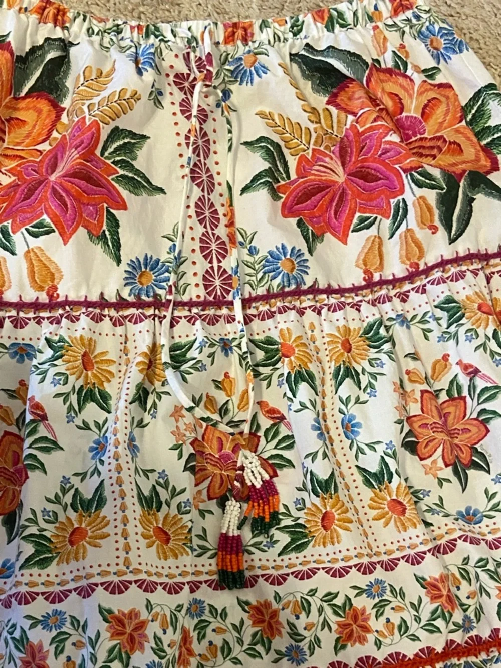 FARM Rio Cream Maxi Skirt with Red, Orange and Green Floral Print - Picture 8 of 8